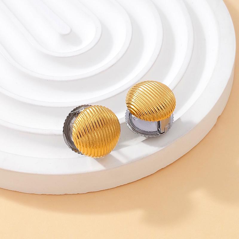 18K Gold Plated Titanium Steel Geometric Studs & Hoops Earring Set for Women - European & American Style