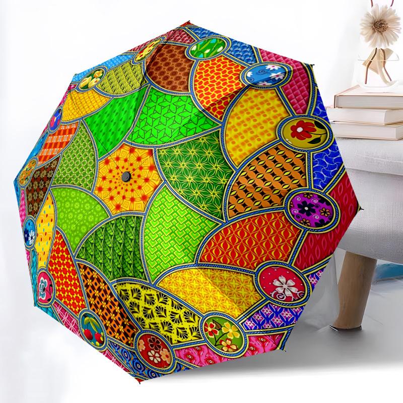 1PC Colorful Mandala Patterns Automatic Open/close Umbrella with 8-Rib Structure for Women/Men, All-Season Use - Travel Essential, Stylish Accessory,