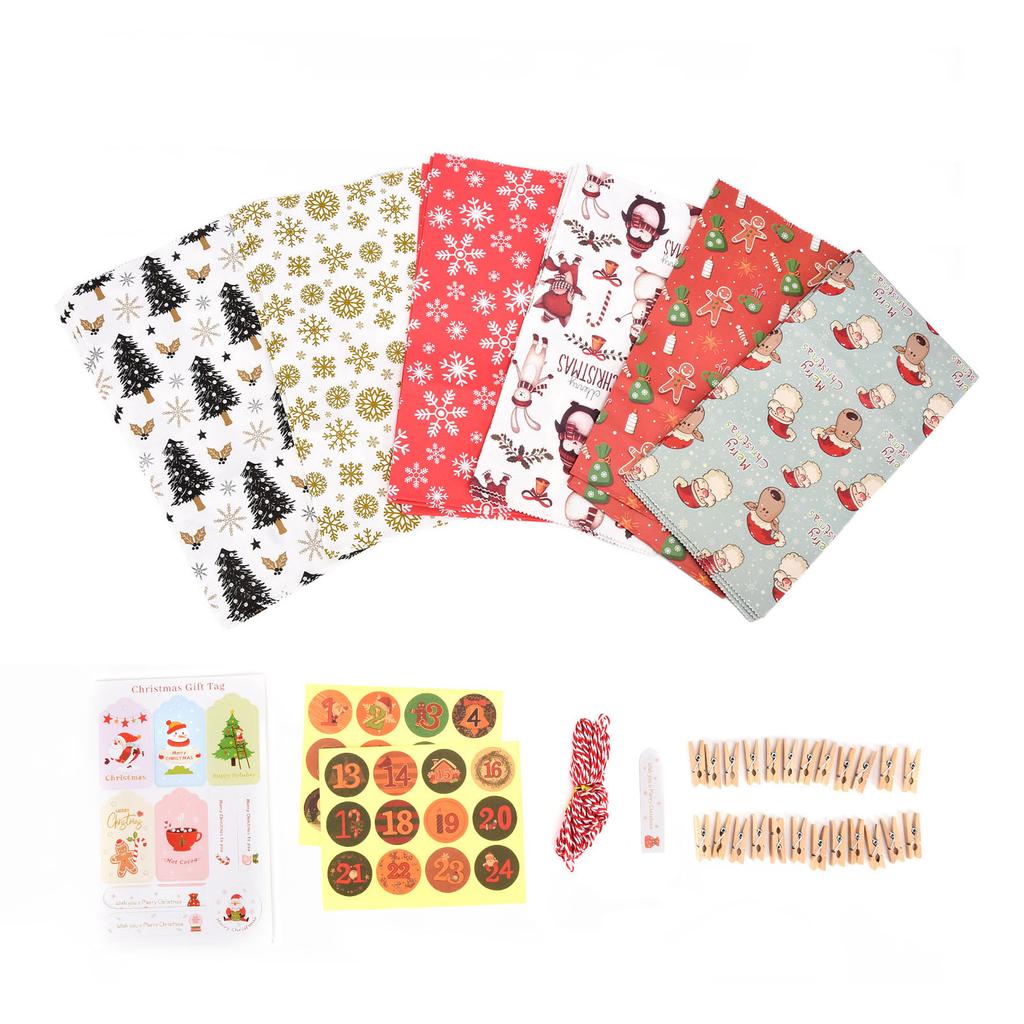 24 Pcs Christmas Gift Bag Exquisite Appearance Christmas Theme Christmas Paper Bag with Digital Stickers