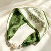 Premium Pearl Magnetic Pearl Buckle Small Silk Scarf Summer Atmosphere Decorative Small Scarf Commuting Versatile Thin Scarf