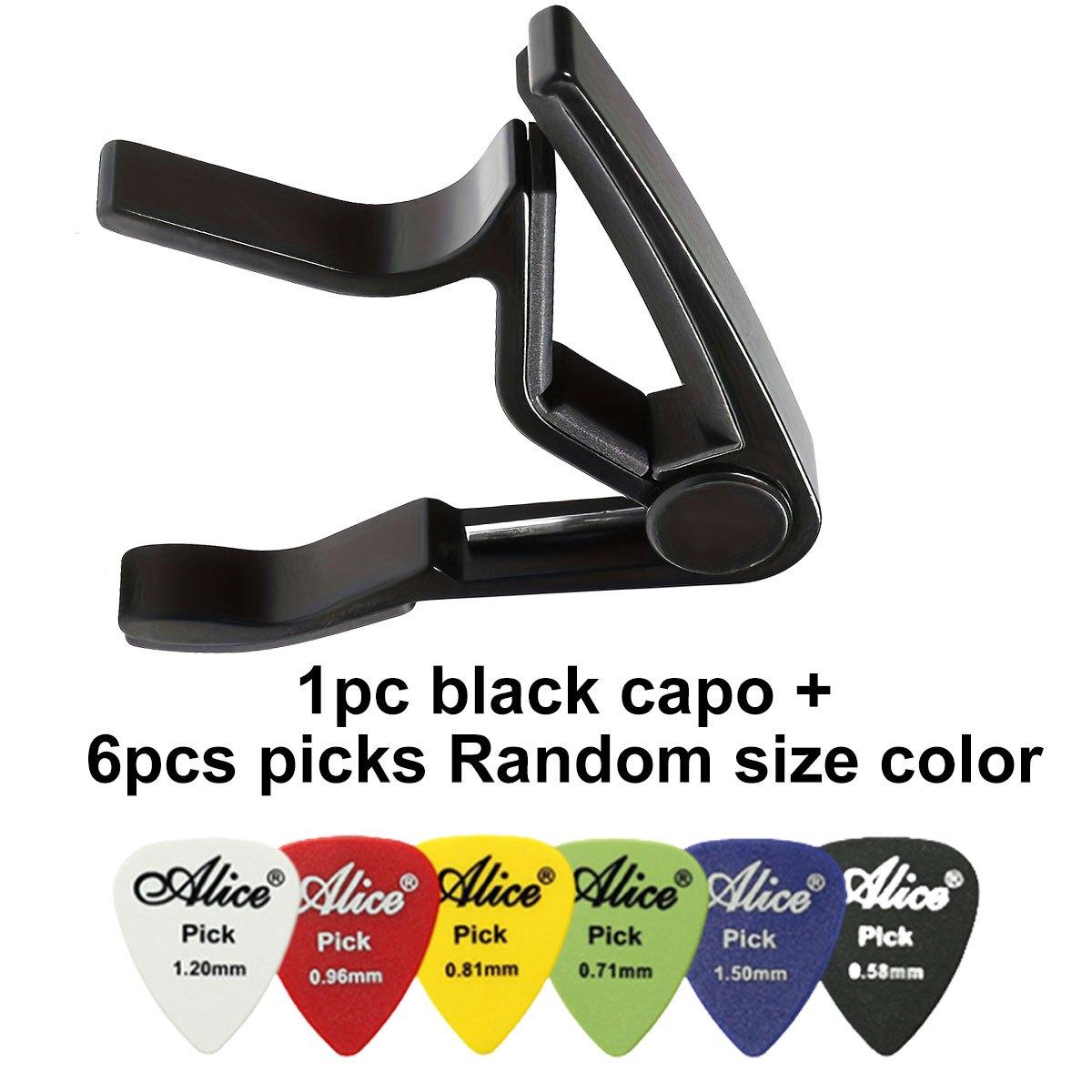 

Black Alloy Quick Change Guitar Capo with 6 Picks - Precision Control for Acoustic & Electric Guitars ZSY