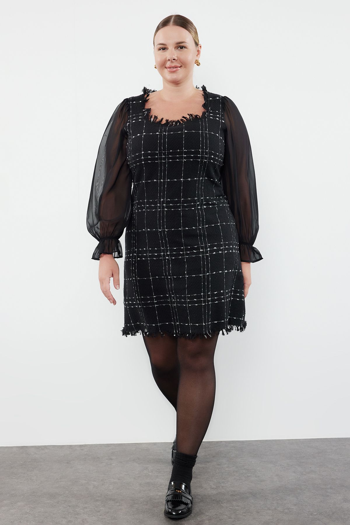 

Women s Plus Size Dress Black Tweed Dress 3XL