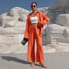 Beach Vacation Solid Color Loose Casual Shirt Skirt Two-piece Suit Women Spring and Summer