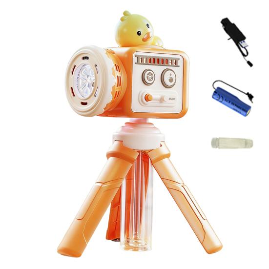 Projector Shape Electric Bubble Machine Rechargeable Automatic Bubble Blower with Colorful Lights Dual-Mode Bubble Wand for Kids  Parties Duck