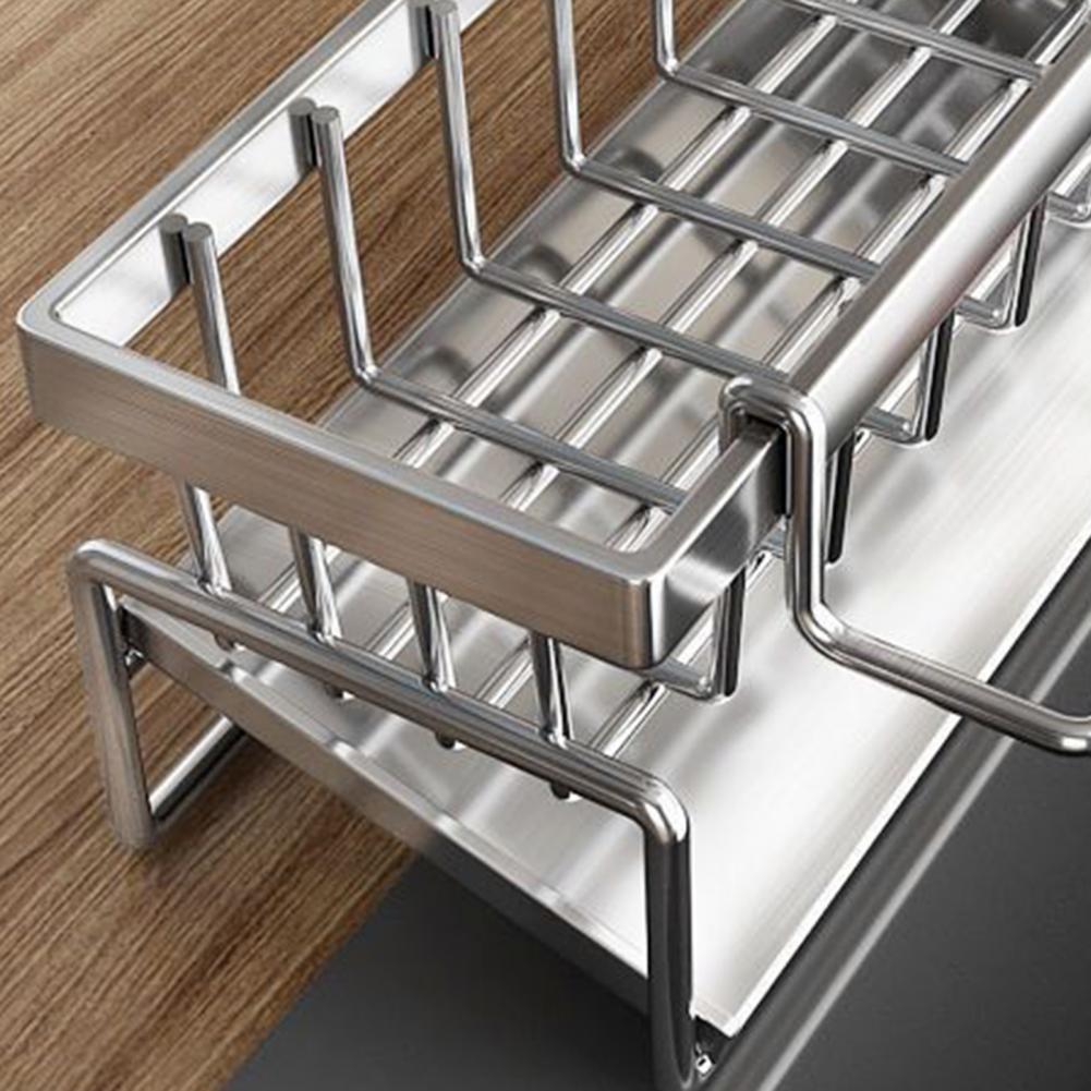 Stainless Steel Kitchen Storage Rack Kitchen Storage Rack with Chopstick Holder Sponge Holder Capacity Kitchen Supplies