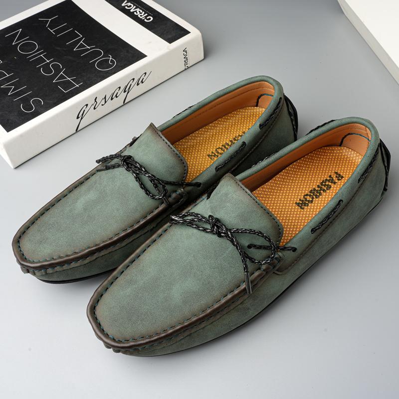 

Мужские высококачественные кожаные мокасины, мужские туфли на шнуровке из матовой кожи, мужские туфли на плоской подошве, модная мужская обувь, мужские туфли для вождения, размер 38-49 49 зелёный