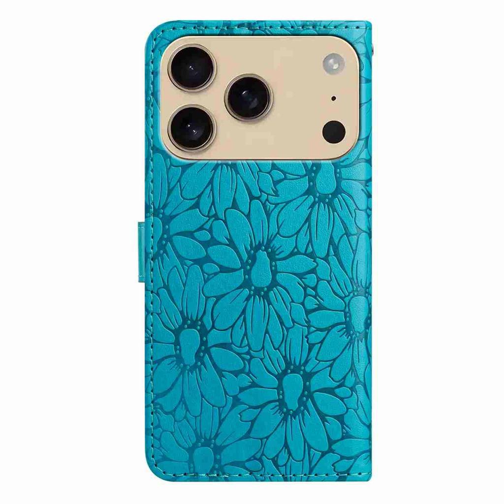 For iPhone 17 Pro Leather Case Daisy Imprint Wallet Stand Phone Protective Cover