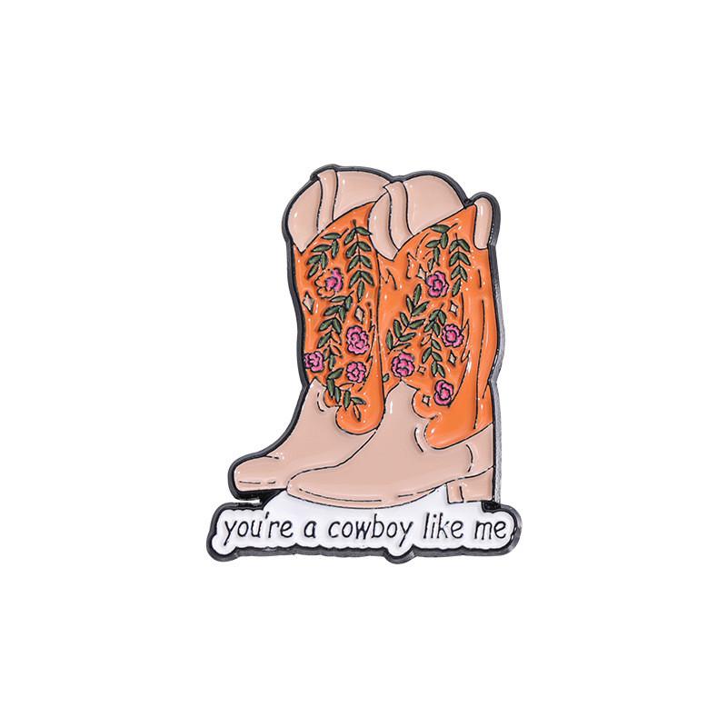 Fashionable Cartoon Boot Brooch With Fun Lettering And Eyecatching Colors Made From Durable Alloy Great For Ages All
