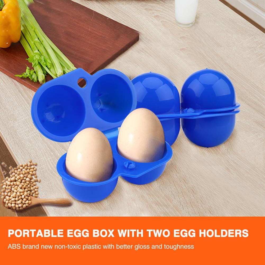 Plastic 2pcs Eggs Carrier Storage Box container For Outdoor Picnic Camping Use(Blue)