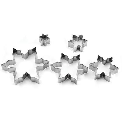 5pacs Set Christmas Snowflake Shape Cookie Cutter Stainless Steel for DIY Cake Decoration