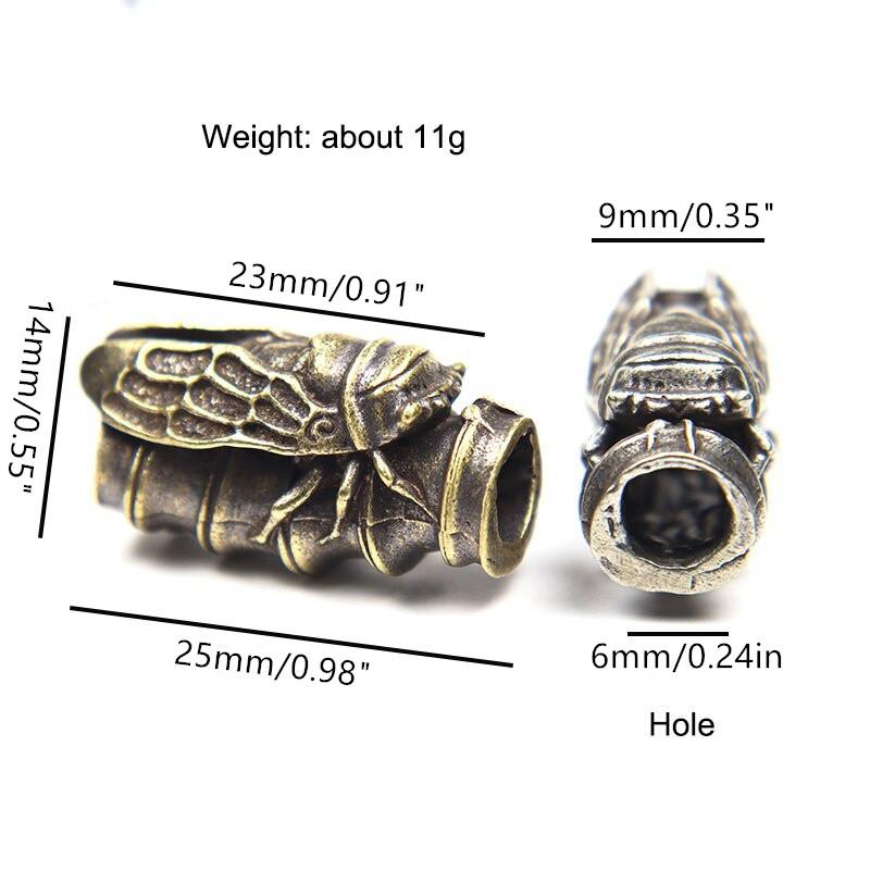 Bamboo Cicada Brass Knife Beads DIY Handmade Paracord Beads Lanyard Pendants Accessories EDC Outdoor Tool Umbrella Rope Hangings