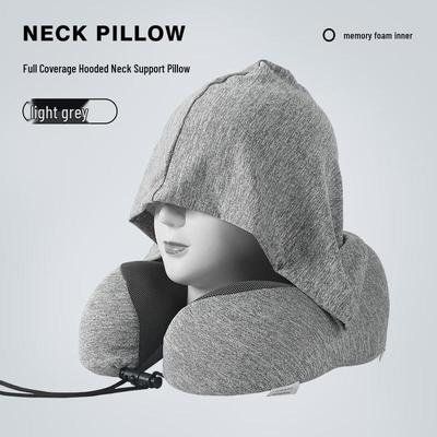 Almofada de Pescoço de Viagem Portátil em Forma de U Lilang com Capuz