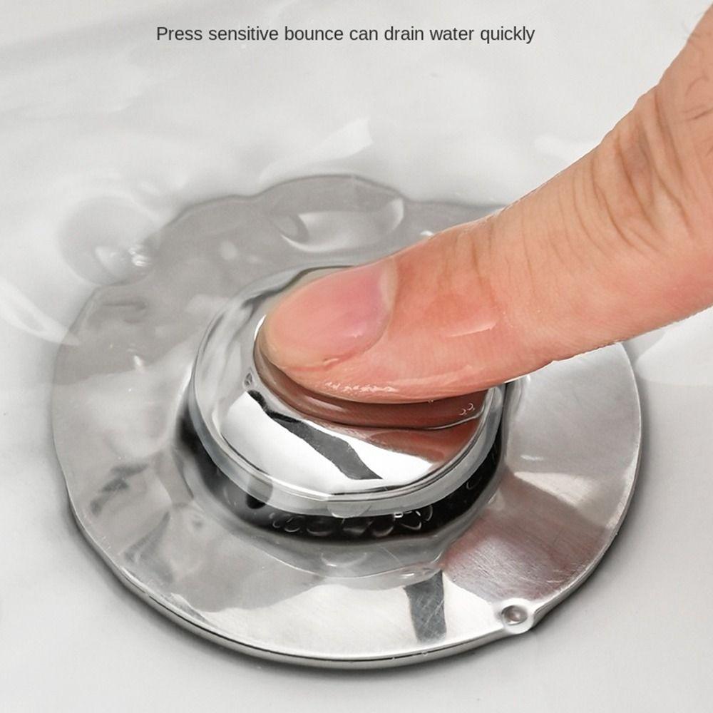 Stainless Steel Pop Up Drain Filter Hair Trap Sink Strainer  Bathroom Accessory