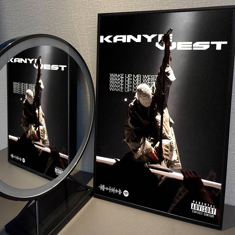 Ράπερ Kanye West Ασπρότυπο Αφίσα Αδιάβροχο Χαρτί Αυτοκόλλητο Καφετέρια Μπαρ Αισθητική Τέχνη Τοιχογραφία