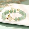 Women S Rabbit Bracelet Gold Plated Jade Bead Chinese Style Handmade Gift