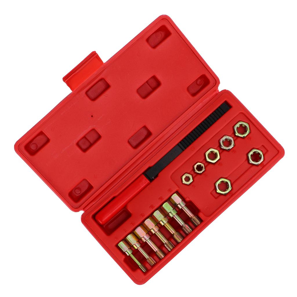 15pcs Metric Thread Chaser Set Carbon Steel Rethreading Tap Die Tool Kit Rethread Repair Tool