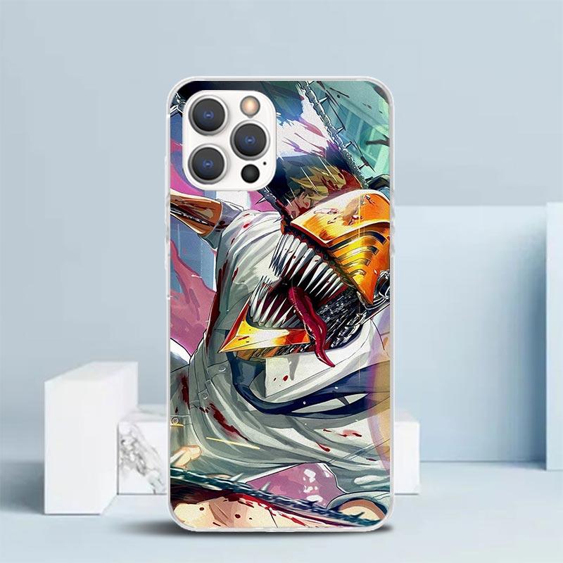 

C-Chainsaw Mans Denji Soft Cover for iPhone 16 17 Air 15 14 Pro Max 16E Phone Case 13 Mini 12 11 7 SE 8 Print Pattern Fit Cases iPhone 14