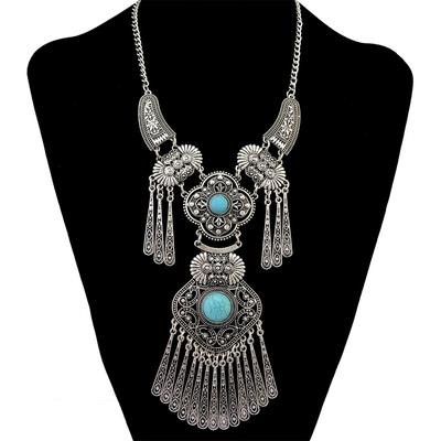 Tassel Statement Necklaces for Women Boho Ethnic Geometric Crystal Jewelry ARI