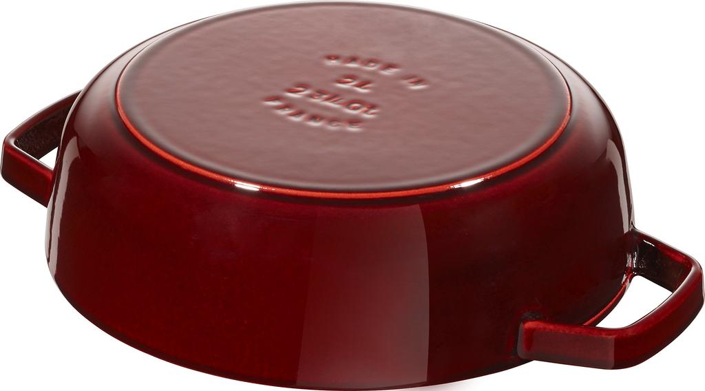Staub Saute Pan Grenadine Red Two Hand Cast Enamel Pot Shallow Sukiyaki Compatible with IH Japanese Blaiser "Blazer 24cm" [Authorized Product]
