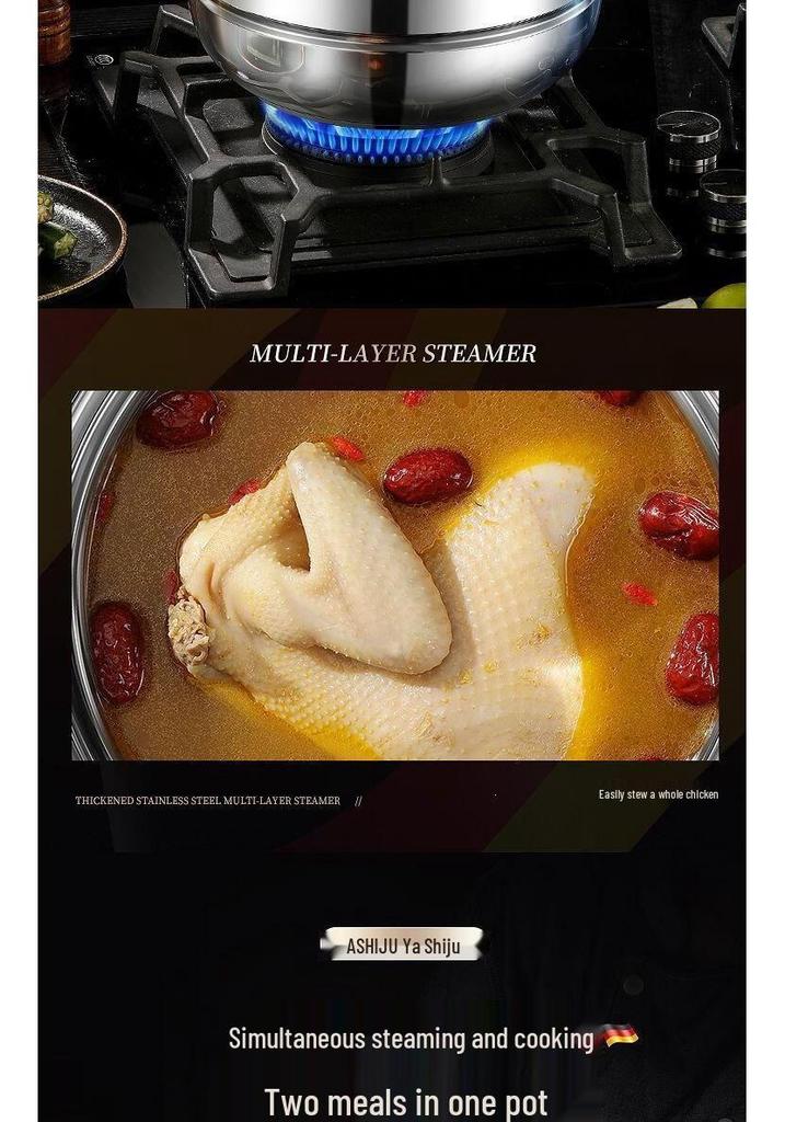 Stainless Steel Double Layer Steamer Pot for Induction & Gas - Extra Thick, Food Grade, Large Capacity