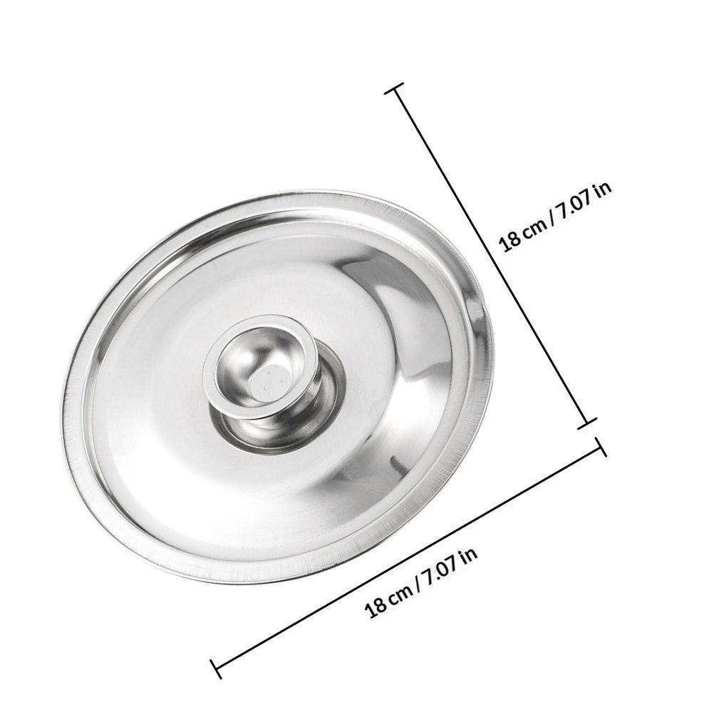 

Oil Pot Lid Metal Jar Cover Stainless Steel Reusable Lid Anti-Scald Handle Convenient for Seasoning Pot Cooking 18X18X1CM