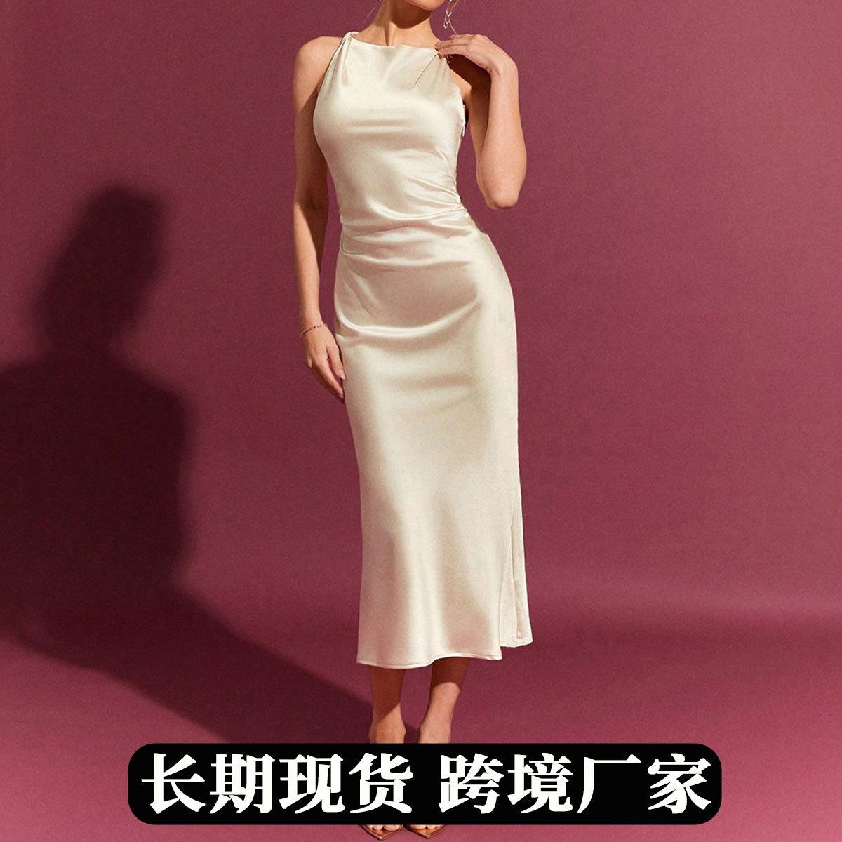 Women Dusty Pink Satin Cowl Neck Sleeveless Blouse S