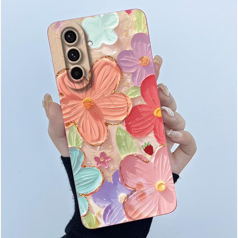 For Samsung Galaxy A37 A57 5G Case Fashion Simplicity Oil Painting Flower Silicone Soft Casing New Design Shockproof Back Cover