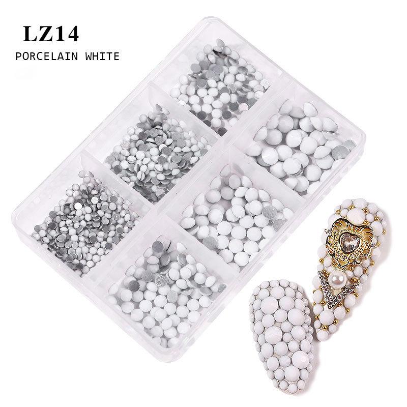 SS6-SS20 6 Compartimente Decorațiuni Unghii Strass-uri, Culoare AB, Aurora, Transparent, Fund Plat, Bijuterii Decorațiuni Unghii Opal, Instrumente DIY Artă Unghii