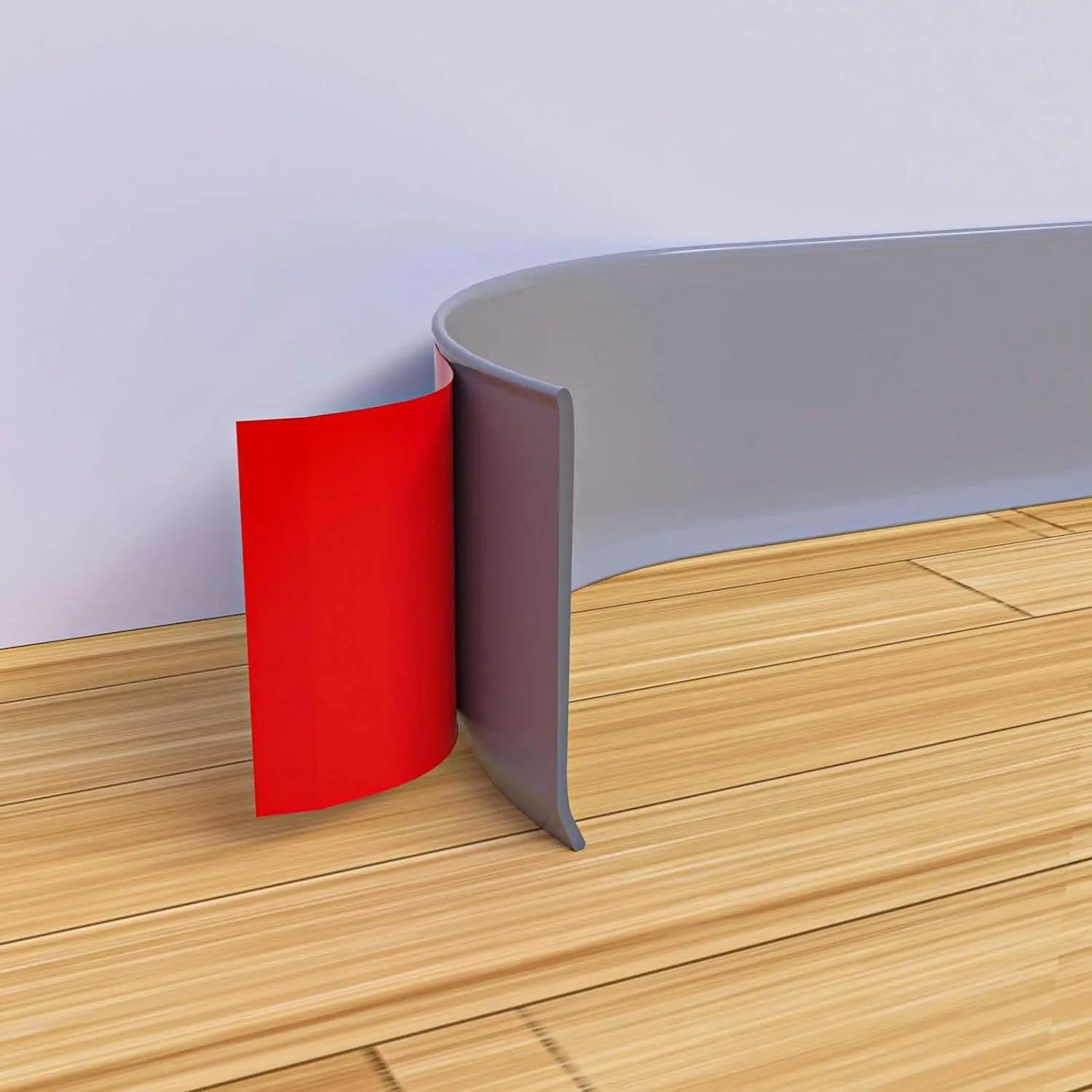 

1pc 78.74inch/2m New Flexible Baseboard Molding Trim Self-Adhesive Wall Base Peel and Stick Cove Base Rubber Wall Base 2mx8cm светло-серый