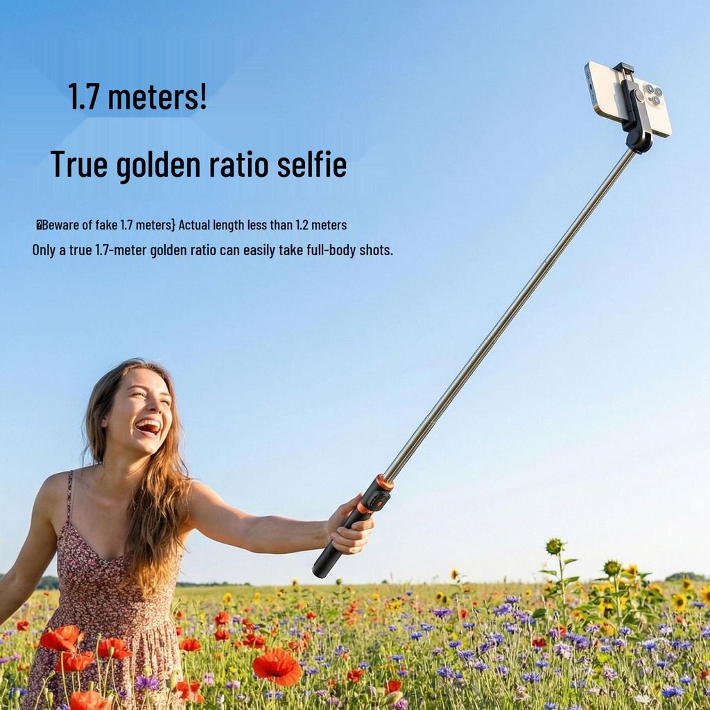 Portable Selfie Stick with Floor Tripod & Remote Control for Mobile Photography & Live Broadcast