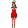 Girls Women Christmas Elf Costume Set Santa's Helper Costume Xmas Festive Outfit With Elf Hat Shoes Belt Striped Stockings