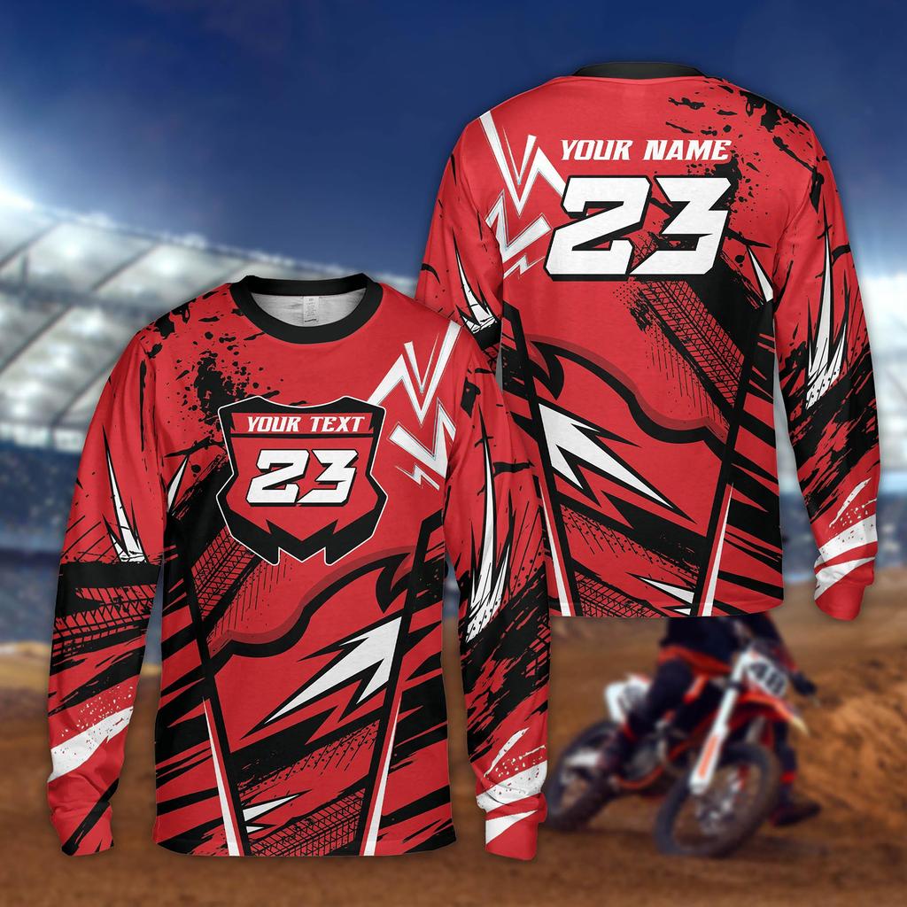 Customizable Off Road Motorcycle Long Sleeve Shirt Personalized Rider Name Number Motocross 3D Jersey Dirt Bike Racing Team Apparel