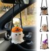 Cozy Yarn Craft Ornament Cute Crochet Ghost Car Ornaments, Handmade Mini Knitted Doll, Hanging Accessory Decorative Rearview Mirror for Auto Interior