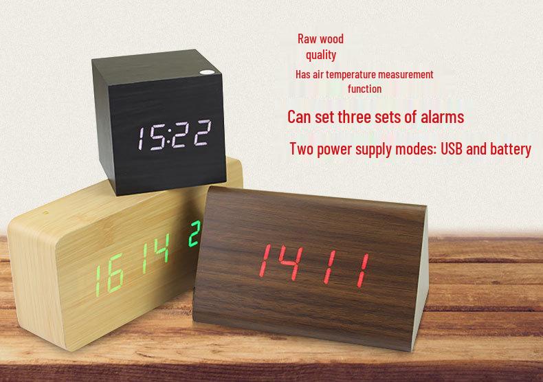 Silent Solid Wood Bedside Alarm Clock - Creative Small Round Design