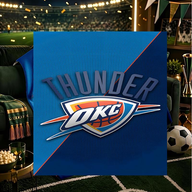 Thunder Basketball Team Blanket Lightweight Flannel Bedding Blanket Perfect for Travel, Camping, Living Rooms, Offices, Sofas, Fan Christmas Gift