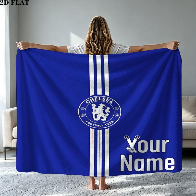 1PC Chelsea F Custom Name Patterned Flannel Blanket Suitable For All Seasons for Home Decor Warmth and Comfort Gifts Holiday Present