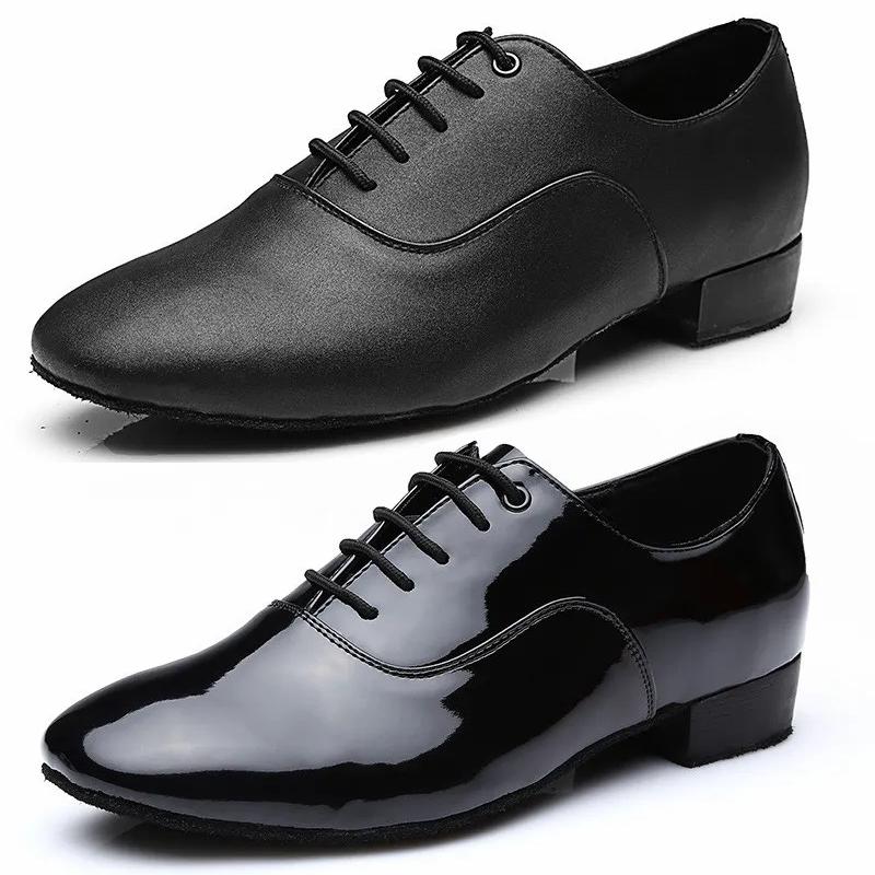 Męskie buty do tańca latynoskiego Salsa Tango Nowoczesne skórzane buty do tańca towarzyskiego Kwadratowy obcas 2,5 cm Dorośli Dzieci Chłopcy Party Buty do tańca Męskie