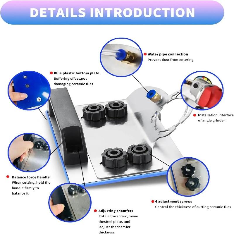 Angle Grinder Stand for Tile 45° Chamfer Cutting.Angle Grinding Fixed Holder.Universal Model 100 Grinder Tile Chamfer Bracket
