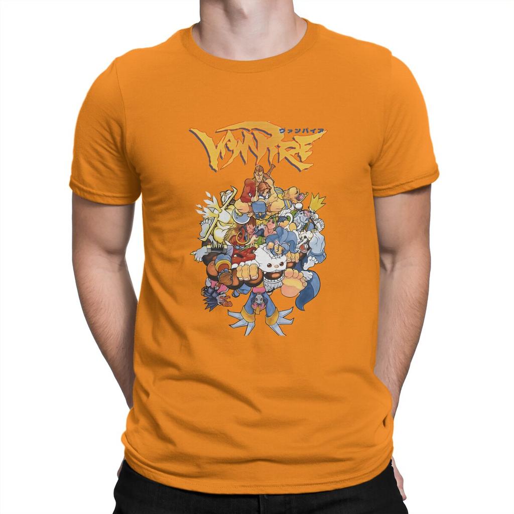 Vampire  The Night Warriors Men TShirt Darkstalkers Game O Neck Tops Fabric T Shirt Funny High Quality Birthday Gifts