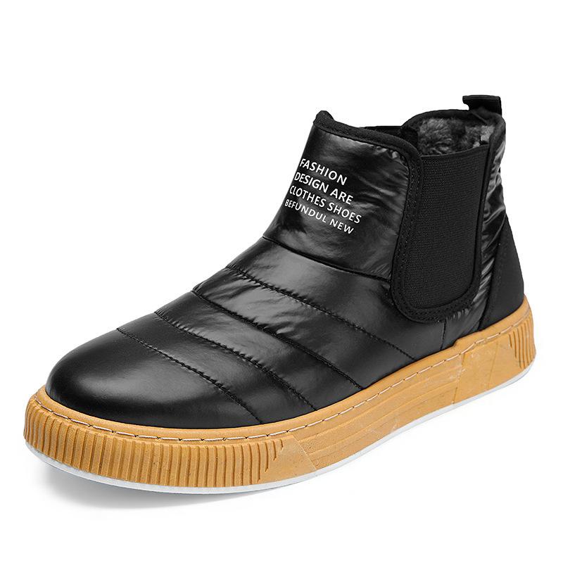 

2025 winter new men s velvet thick warm snow boots high-top outdoor cotton shoes waterproof overalls men s shoes 39 чёрный