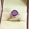 Amethyst Oval geschliffener Edelstein mit 925er Sterling Silber Ring für Herren #A672 JL375658840031