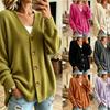 Women S V Neck Loose Fit Buttoned Knit Cardigan Autumn Winter