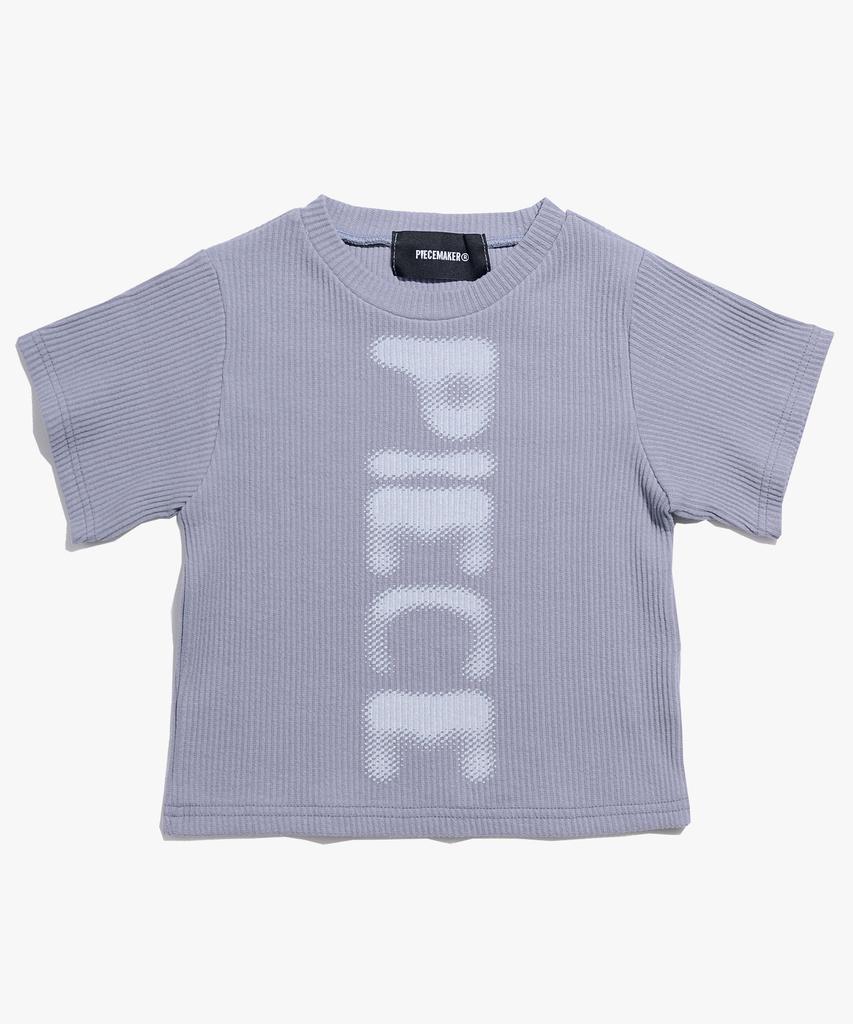 PEACE MAKER Ribbed Contrast Crop Tee (Grey)