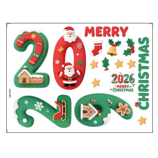 2026 Christmas Window Stickers Santa Claus Snowflake Star Pattern Glass Xmas Decals Indoor Holiday Decoration