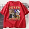 Rizz Em With The Tism Tshirt Retro Funny Cat Meme Summer T Shirt Short Sleeve Harajuku Short Sleeve Casual Aesthetic Clothes