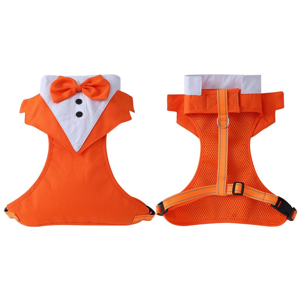 Adjustable Dog Harness With Bow Tie Tuxedo Design Reflective Straps For Small Medium Large Dogs
