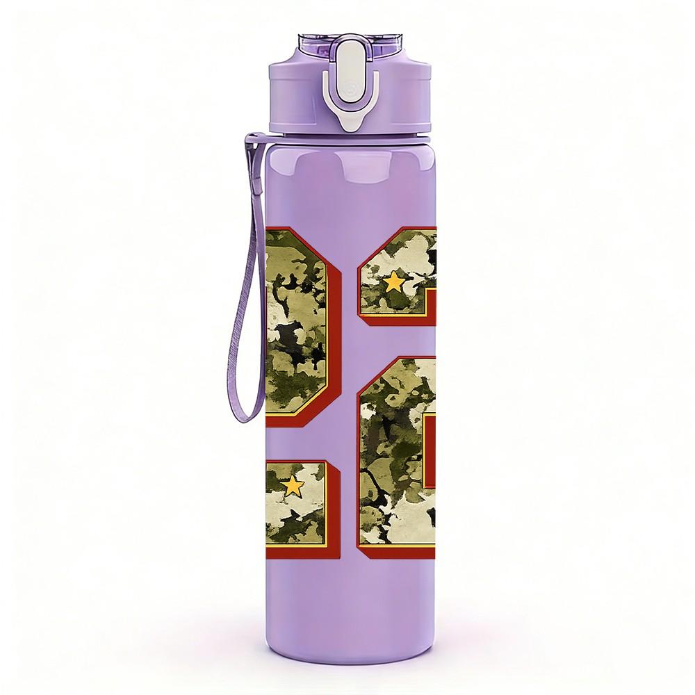 1PC Number 22 Camo Digital Number Print 750ml Color Plastic Sports Water Bottle Leakproof Flip Straw Lid Suitable for Sports Office Home Use