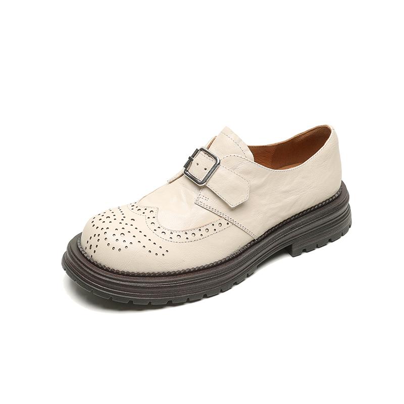 

Мода НОВЫЕ Весна/Осень Женские Лоферы Круглый Носок Массивный Каблук Обувь из Натуральной Кожи Женская Обувь Ремешок с Пряжкой Женские Туфли-Лодочки Обувь Броги 34 белый