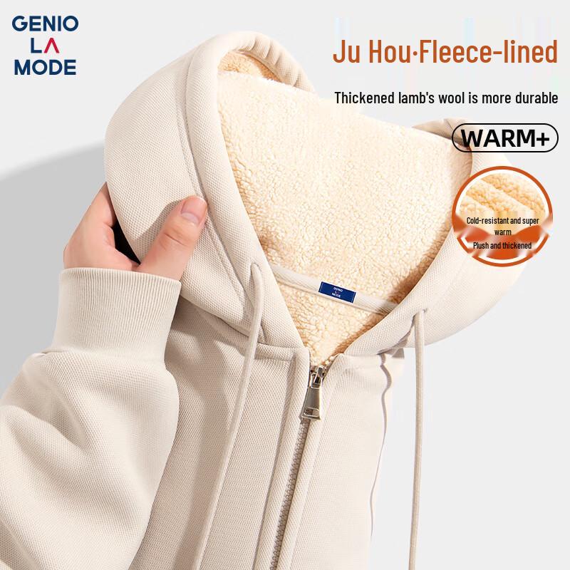 GENIOLAMODE Men's Heavyweight Fleece Zip Hoodie