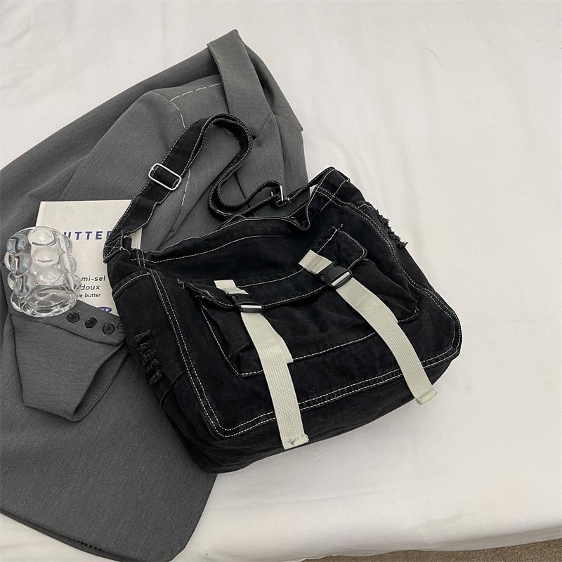 Dámská crossbody taška z denimu s velkou kapacitou, studentská taška messenger, nákupní taška
